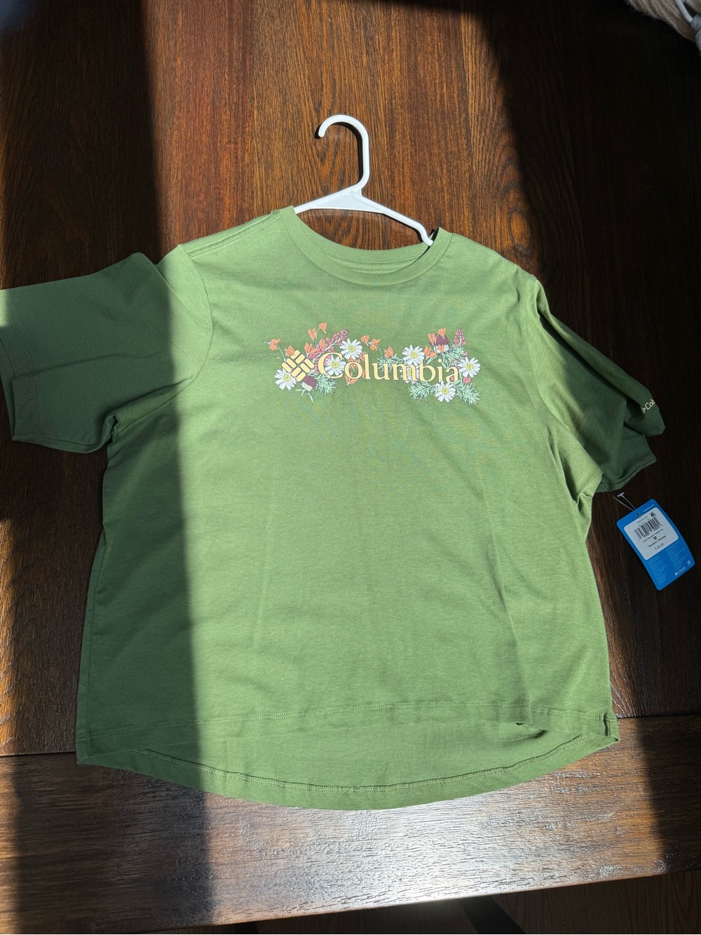 Columbia Olive Green Floral Logo Tee
